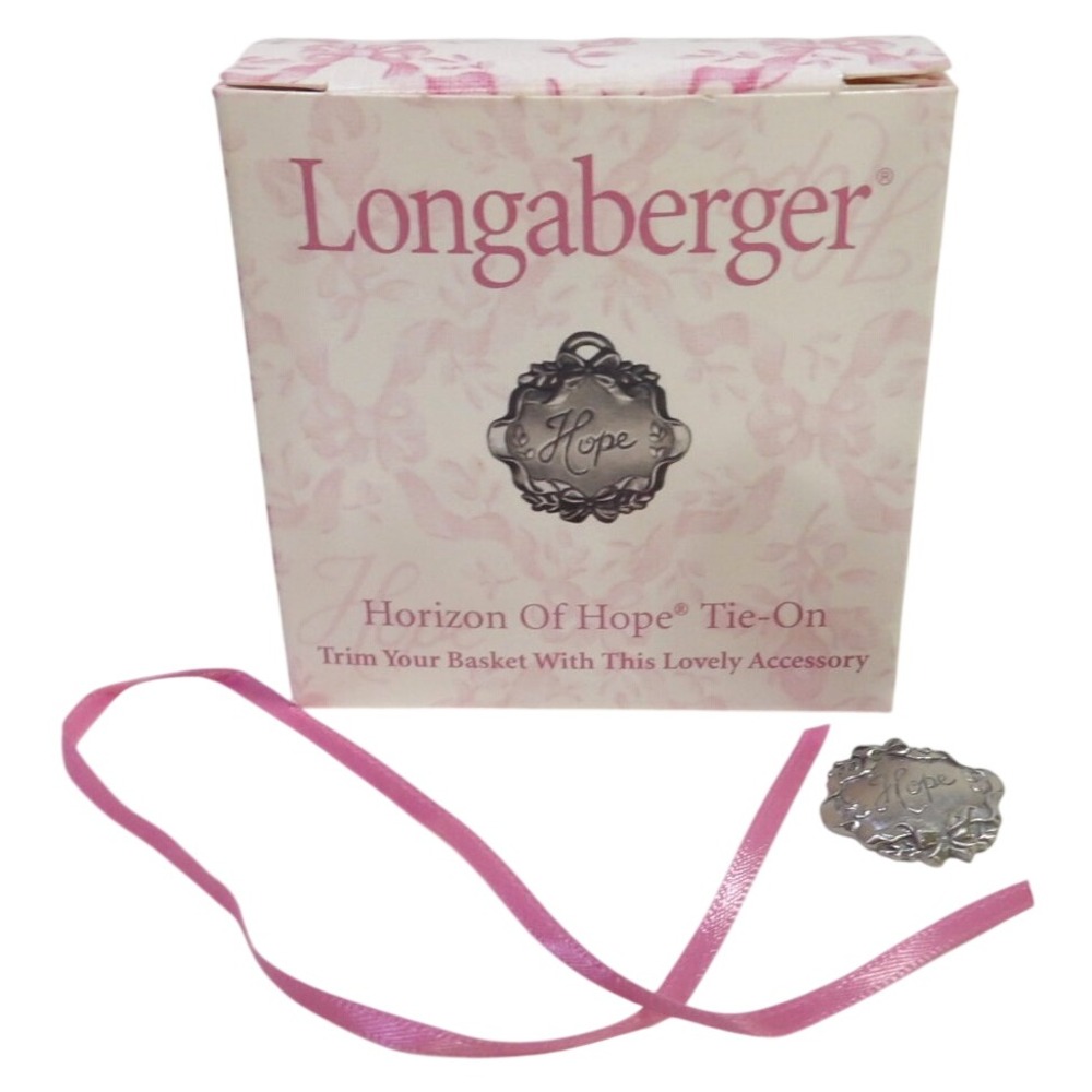 Longaberger Horizon Of Hope Tie-On Silver Tone Basket Charm Accessory with Box